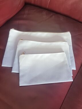 Set of 3 Lilac Zipper Pouches with Gold Hardware